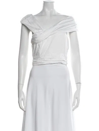 Pre-owned Amur Off-the-shoulder Sleeveless Top In White