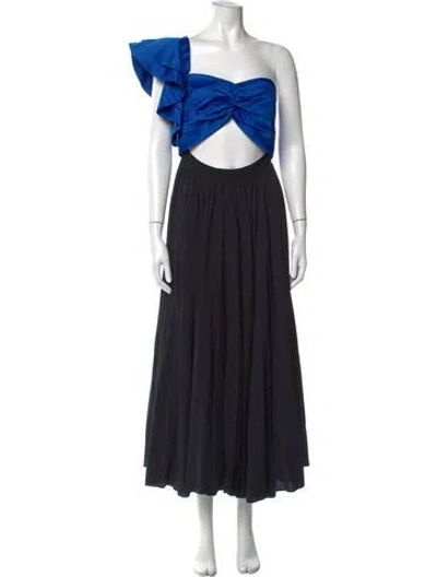 Pre-owned Amur One-shoulder Long Dress In Black
