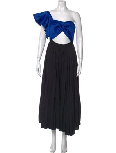 Pre-owned Amur One-shoulder Long Dress In Black