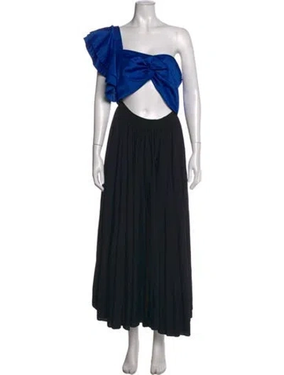 Pre-owned Amur One-shoulder Long Dress In Black