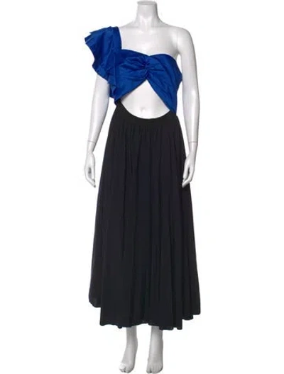Pre-owned Amur One-shoulder Long Dress In Black