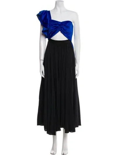 Pre-owned Amur One-shoulder Long Dress In Blue