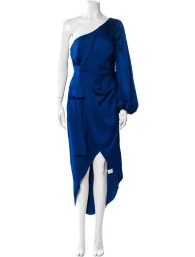 Pre-owned Amur One-shoulder Long Dress In Blue