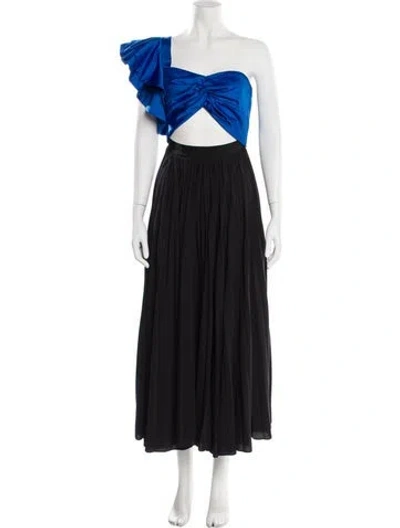 Pre-owned Amur One-shoulder Long Dress In Blue