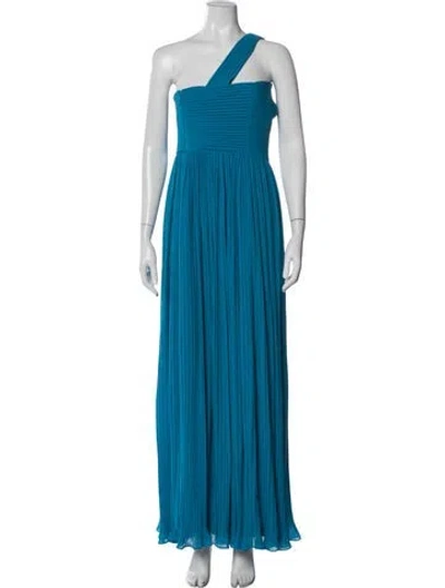 Pre-owned Amur One-shoulder Long Dress In Blue
