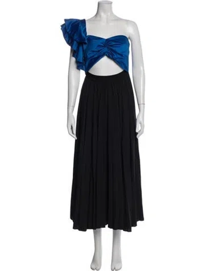 Pre-owned Amur One-shoulder Long Dress In Blue