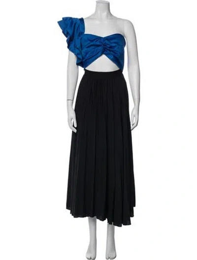 Pre-owned Amur One-shoulder Long Dress In Blue