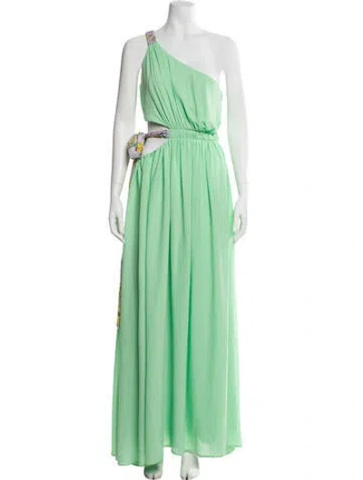 Pre-owned Amur One-shoulder Long Dress In Green