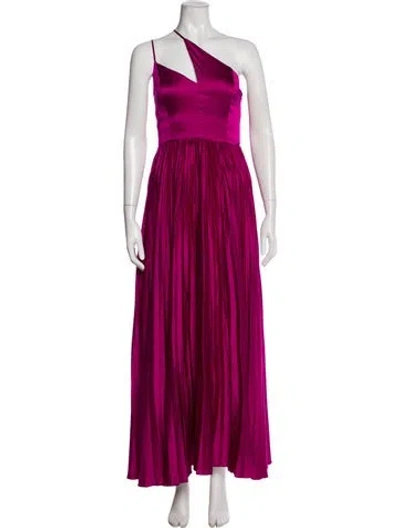 Pre-owned Amur One-shoulder Long Dress In Pink