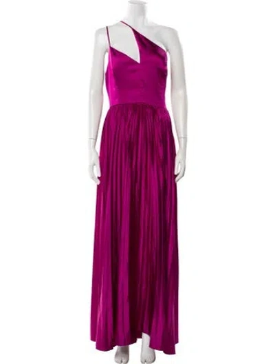 Pre-owned Amur One-shoulder Long Dress In Purple