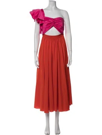Pre-owned Amur One-shoulder Midi Length Dress In Pink