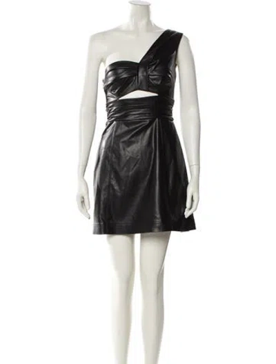 Pre-owned Amur One-shoulder Mini Dress In Black