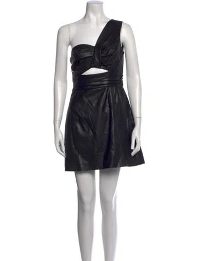 Pre-owned Amur One-shoulder Mini Dress In Black