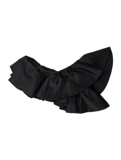 Pre-owned Amur One-shoulder Short Sleeve Crop Top In Black