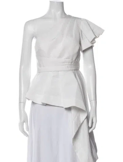 Pre-owned Amur One-shoulder Short Sleeve Top In White