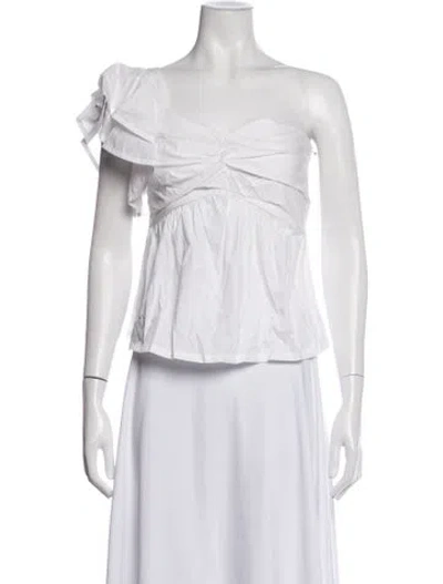 Pre-owned Amur One-shoulder Short Sleeve Top In White
