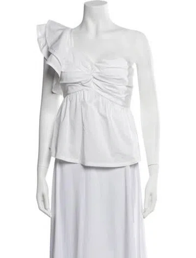 Pre-owned Amur One-shoulder Sleeveless Blouse In White