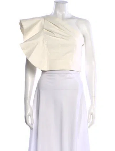 Pre-owned Amur One-shoulder Sleeveless Crop Top In Neutral
