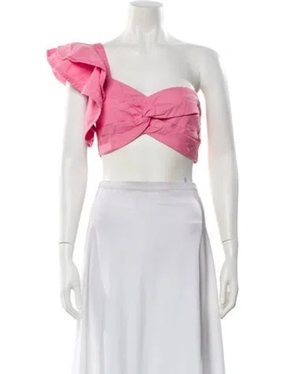 Pre-owned Amur One-shoulder Sleeveless Crop Top In Pink