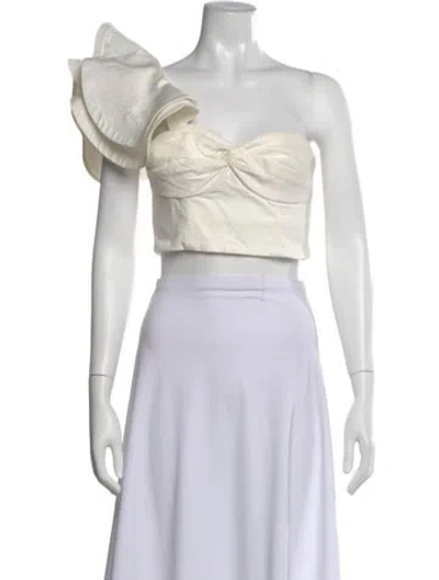 Pre-owned Amur One-shoulder Sleeveless Crop Top In White