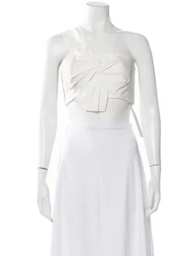 Pre-owned Amur One-shoulder Sleeveless Crop Top In White