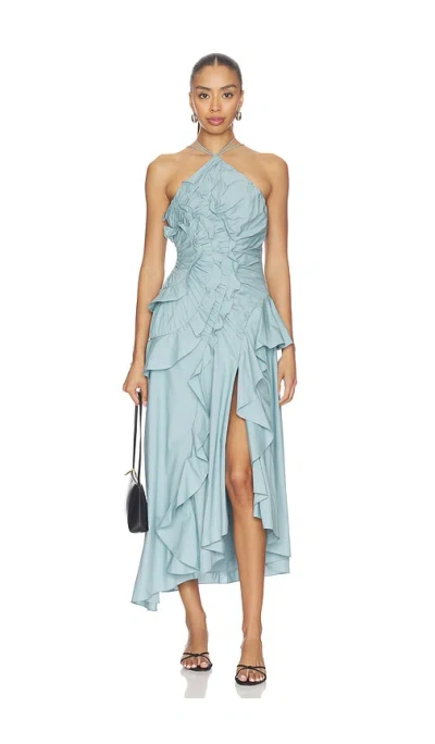 Amur Ottavia Ruffle Dress In Blue