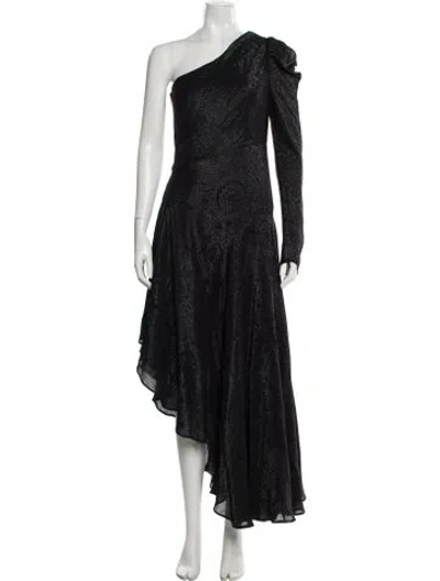 Pre-owned Amur Paisley Print Long Dress In Black