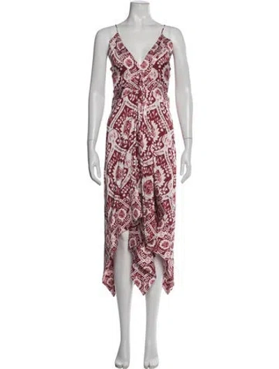 Pre-owned Amur Paisley Print Midi Length Dress W/ Tags In Red