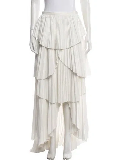 Pre-owned Amur Patterned Long Skirt In White