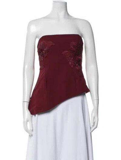 Pre-owned Amur Patterned Strapless Top In Red