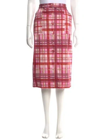 Pre-owned Amur Plaid Print Knee-length Skirt In Pink