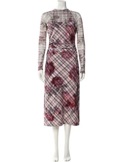 Pre-owned Amur Plaid Print Long Dress In Multi