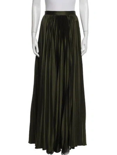 Pre-owned Amur Pleated Accents Long Skirt In Green