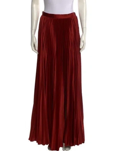 Pre-owned Amur Pleated Accents Long Skirt In Red