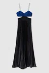 Amur Pleated Cut-out Maxi Dress In Navy