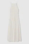 Amur Plisse Halter Neck Maxi Dress In Ivory
