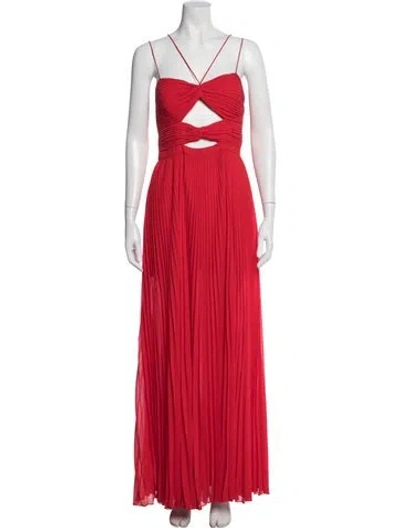 Pre-owned Amur Plunge Neckline Long Dress In Red