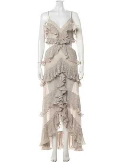 Pre-owned Amur Polka Dot Print Long Dress W/ Tags In Neutrals