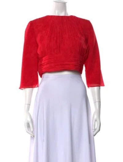 Pre-owned Amur Printed Crew Neck Top In Red