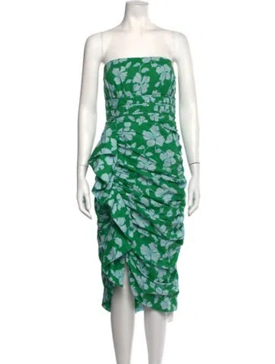 Pre-owned Amur Printed Knee-length Dress In Green
