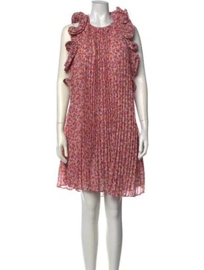 Pre-owned Amur Printed Knee-length Dress In Pink