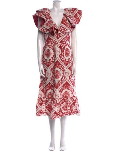 Pre-owned Amur Printed Knee-length Dress W/ Tags In Red