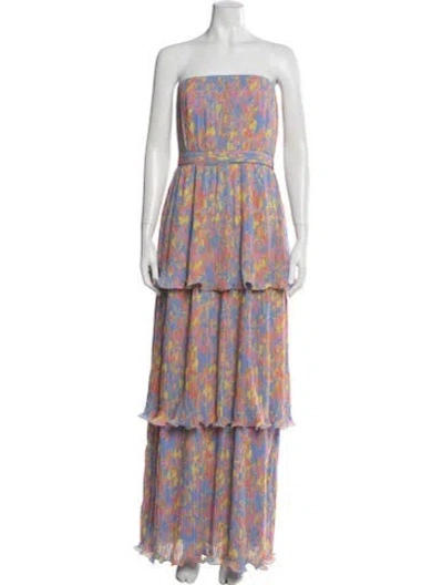 Pre-owned Amur Printed Long Dress In Multi