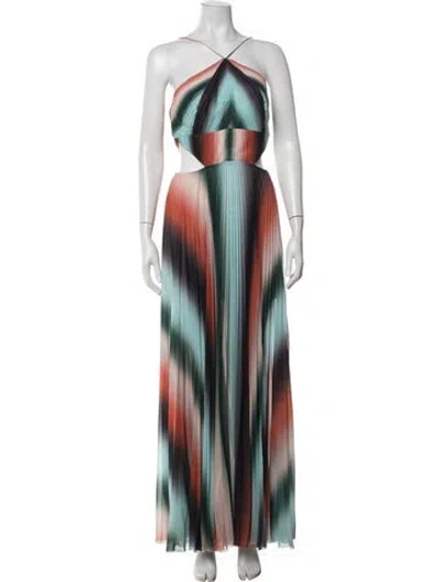 Pre-owned Amur Printed Long Dress In Neutrals