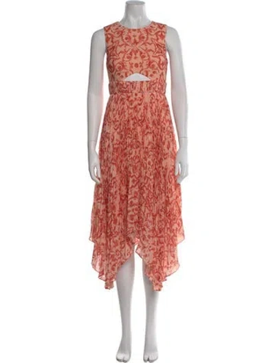 Pre-owned Amur Printed Long Dress In Orange