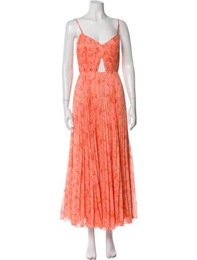 Pre-owned Amur Printed Long Dress In Orange