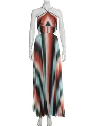 Pre-owned Amur Printed Long Dress In Orange
