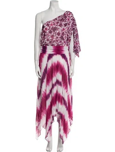 Pre-owned Amur Printed Long Dress In Purple