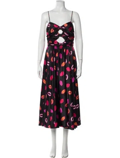 Pre-owned Amur Printed Long Dress In Purple