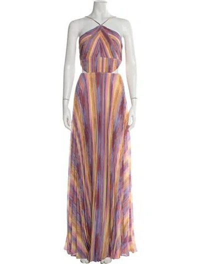 Pre-owned Amur Printed Long Dress In Purple